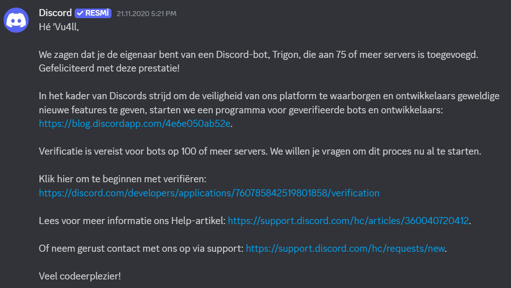 Discord onay mesajı